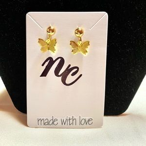 Gold Butterfly Clip on Earrings.